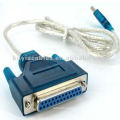 USB para IEEE 1284 25 pinos fêmea DB25 paralela adaptador de cabo de impressora azul